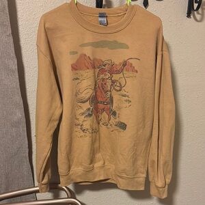Vintage Cowboy Graphic Sweater - Tan
